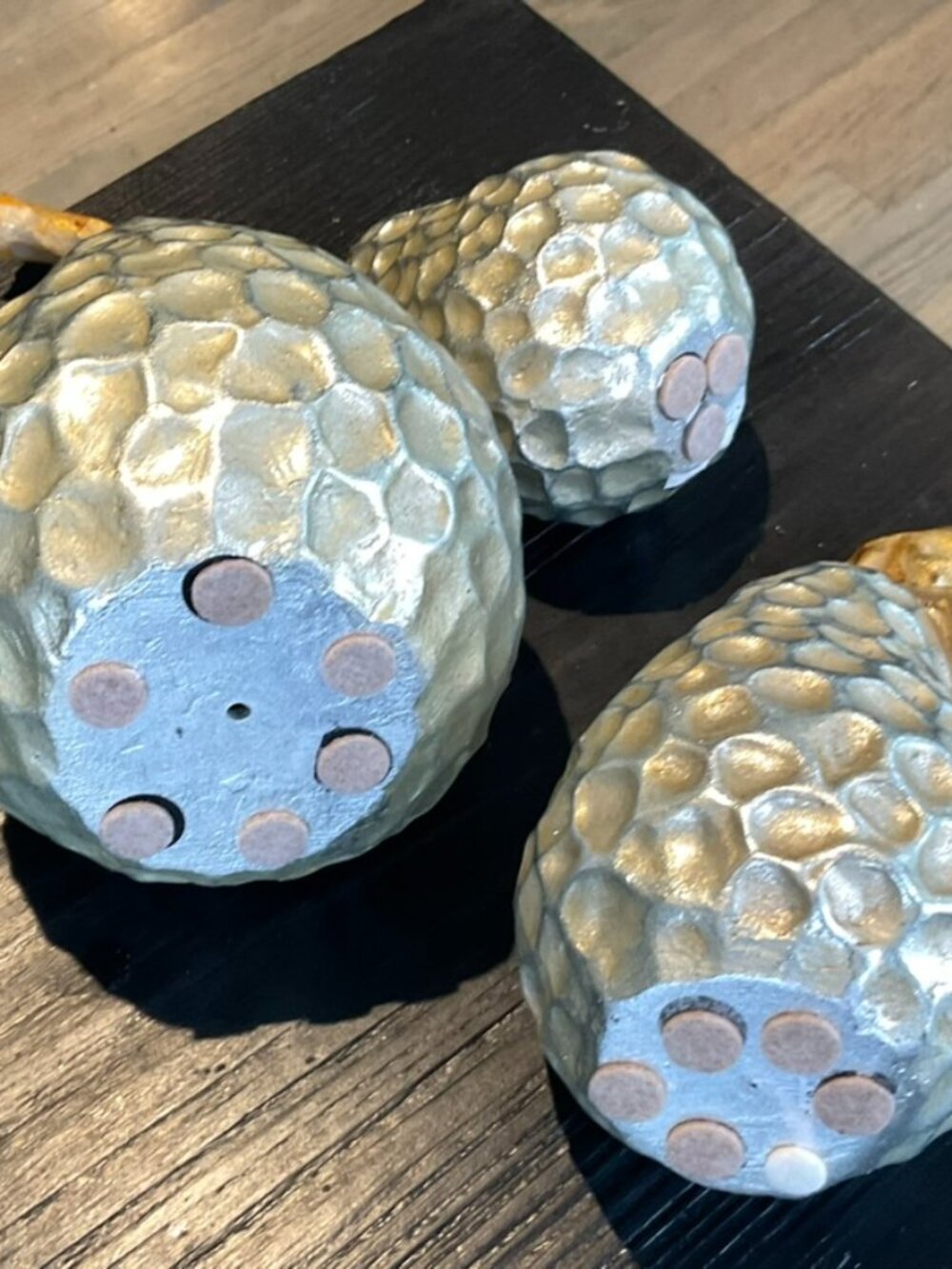 Modern Metallic Textured Pear Trio, Gold & Silver Home Decor, New - Picture 4 of 4